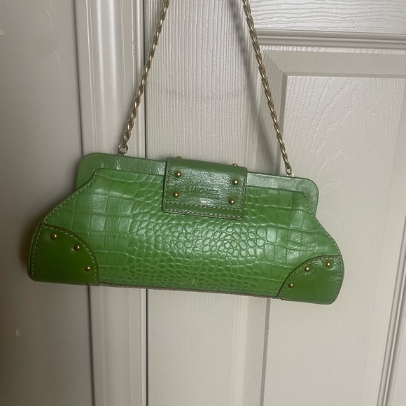 Michael Kors Green Crocodile Print Shoulder Handbag - Picture 4 of 16